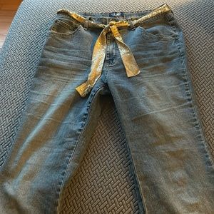 Spandex Angels jeans w/embellished back pockets.